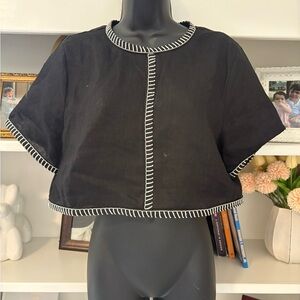 DISSH Black Crop Top with White Accents